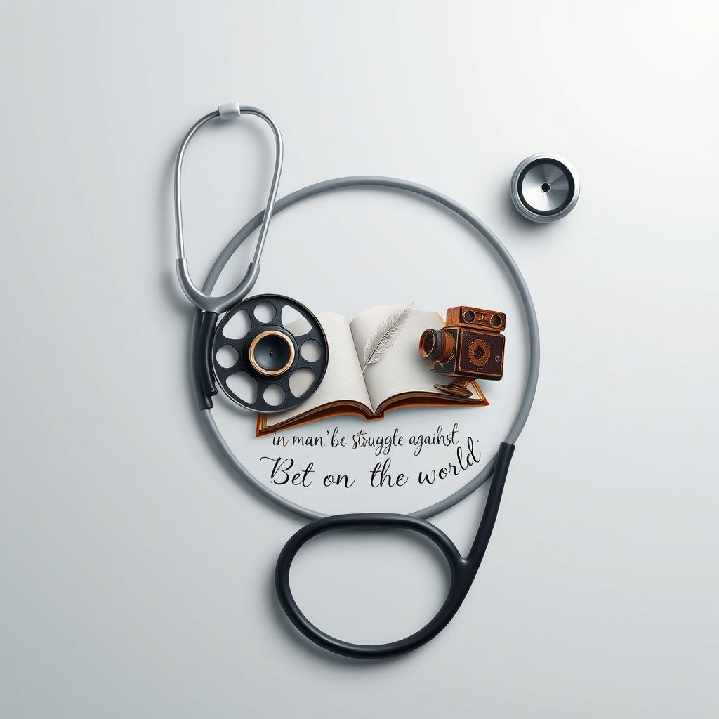 A wallpaper design featuring a stethoscope forming a circular frame in the center