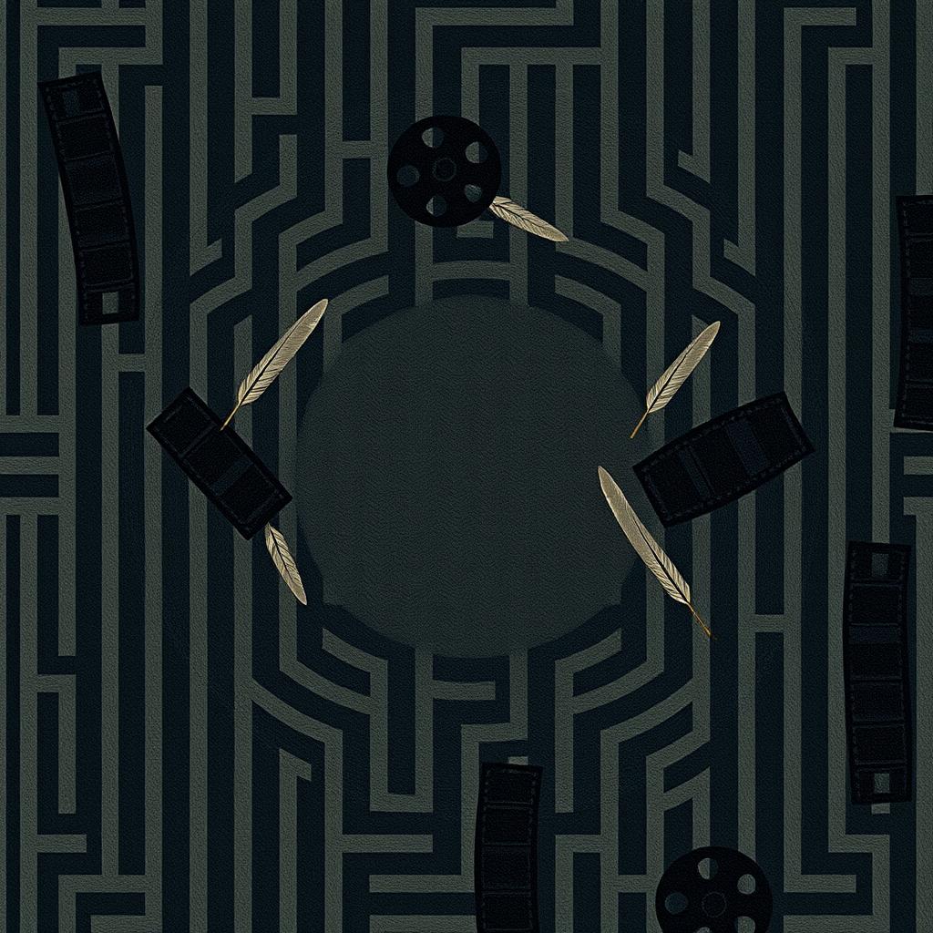 A striking wallpaper featuring a labyrinthine pattern that resembles the intricate layout of a courtroom