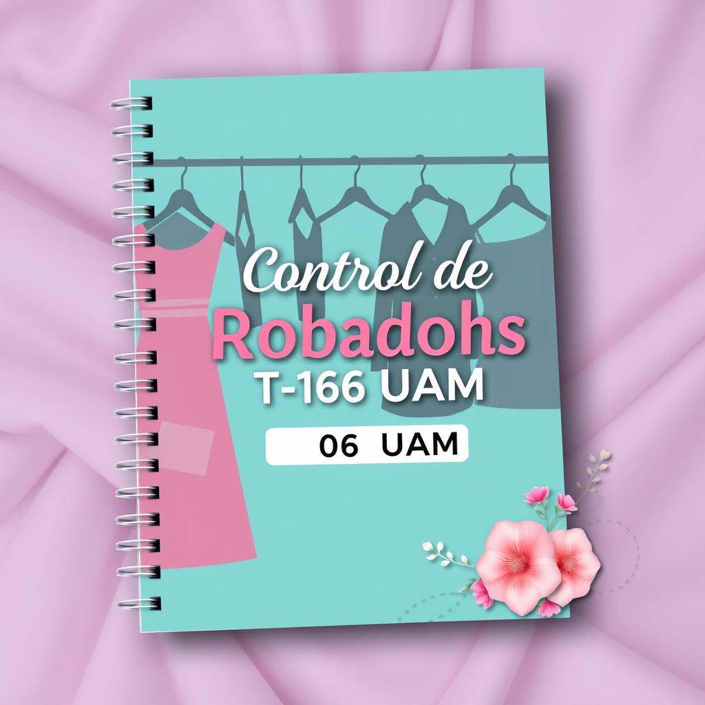 A stylish and modern notebook cover for a clothing store, featuring the title 'Control de Probadores T-166 UAM' prominently displayed