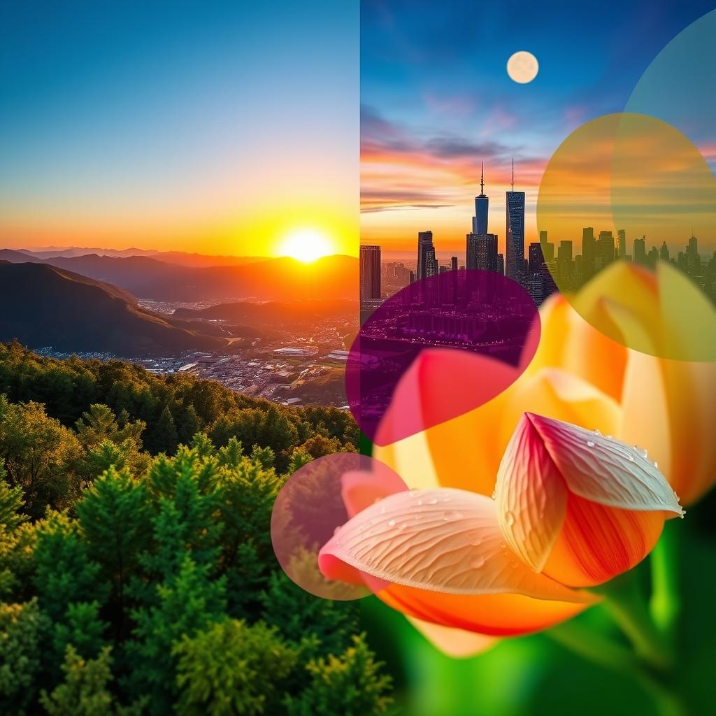 An artistic collage showcasing vibrant, expressive elements inspired by various photographs
