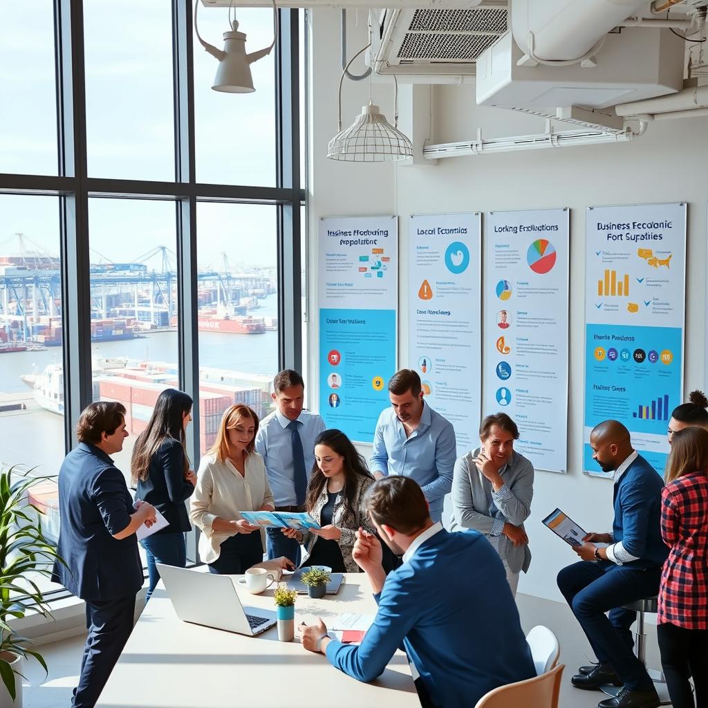 A bright and welcoming information center dedicated to assisting entrepreneurs and business owners looking to operate at the Port of Tel Aviv