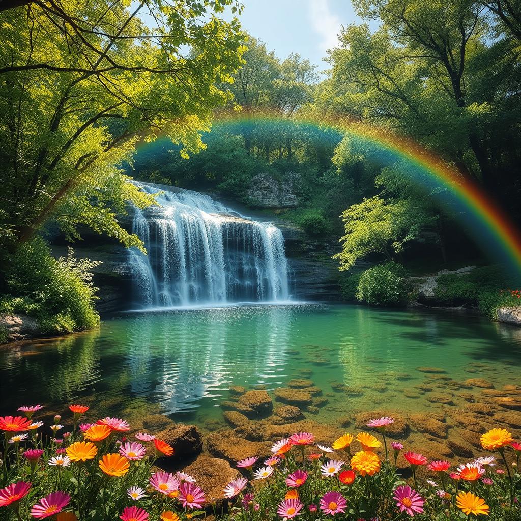 Serene Waterfall and Lush Landscape: A Tranquil Escape