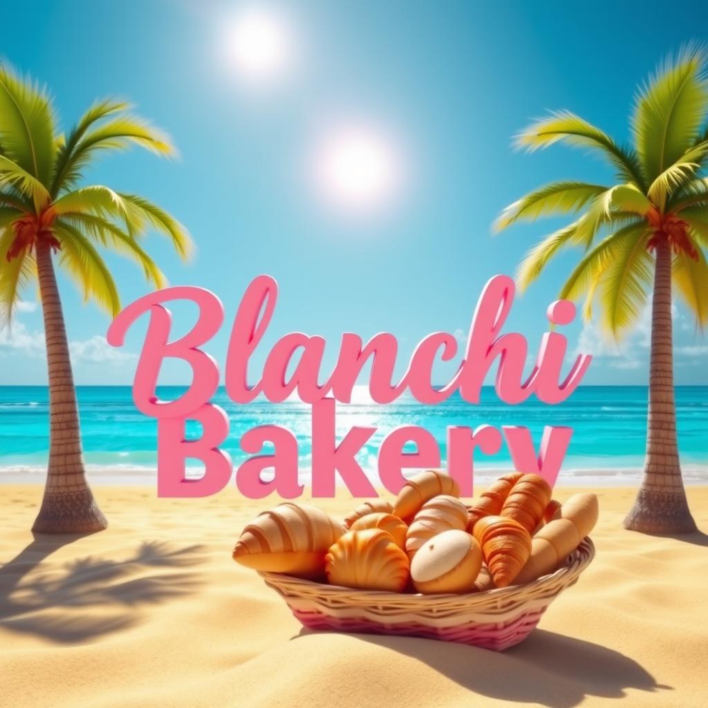 A stunning 3D render of a gorgeous beach scene featuring a vibrant blue ocean and golden sandy shore