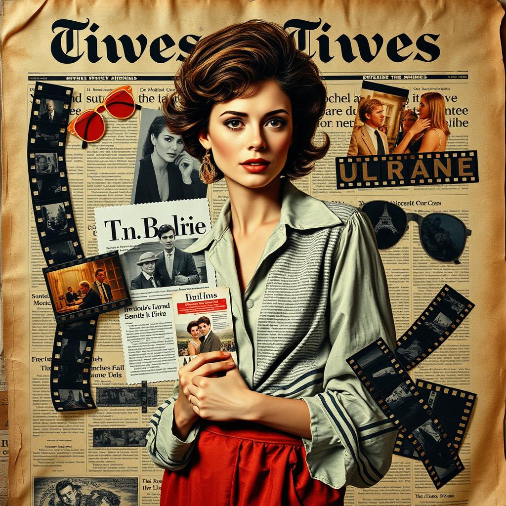 A high quality, realistic and detailed depiction of a wacky collage art featuring a 1960s retro vibe