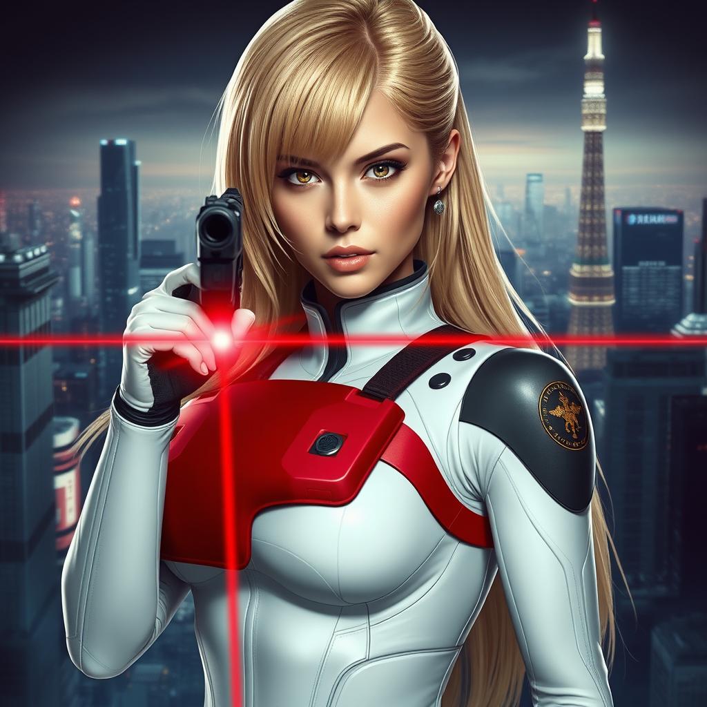 A stunning high-definition image of a woman inspired by Motoko Kusanagi from Ghost in the Shell