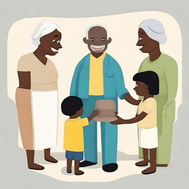 Generate an illustrative picture that represents human values of empathy and respect, showcasing interactions in a familial or societal setting where understanding and mutual fulfillment are enhanced.