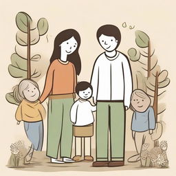 Generate an illustrative picture symbolizing the human values of empathy and respect, demonstrating how these values foster improved relationships within family or society through understanding and mutual fulfilment.