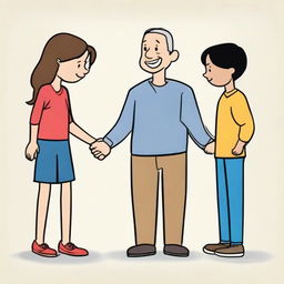 Generate an illustrative picture symbolizing the human values of empathy and respect, demonstrating how these values foster improved relationships within family or society through understanding and mutual fulfilment.