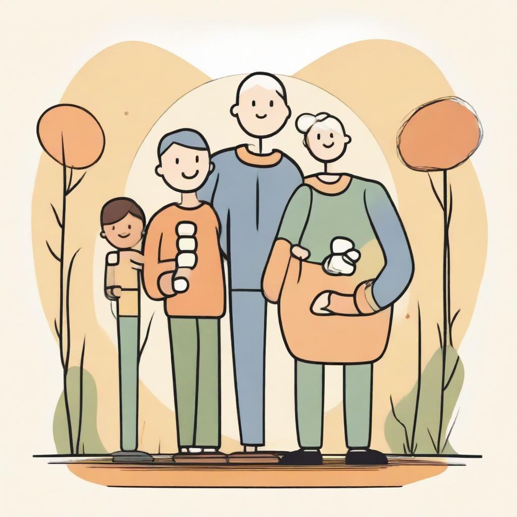 Generate an illustrative picture symbolizing the human values of empathy and respect, demonstrating how these values foster improved relationships within family or society through understanding and mutual fulfilment.