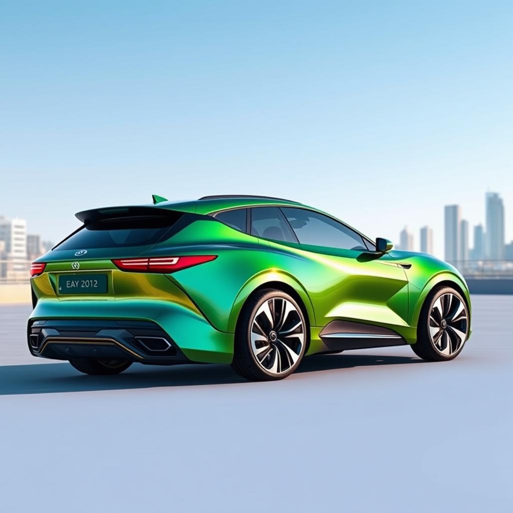 A fictional family car with a unique sporty design that has never been seen before