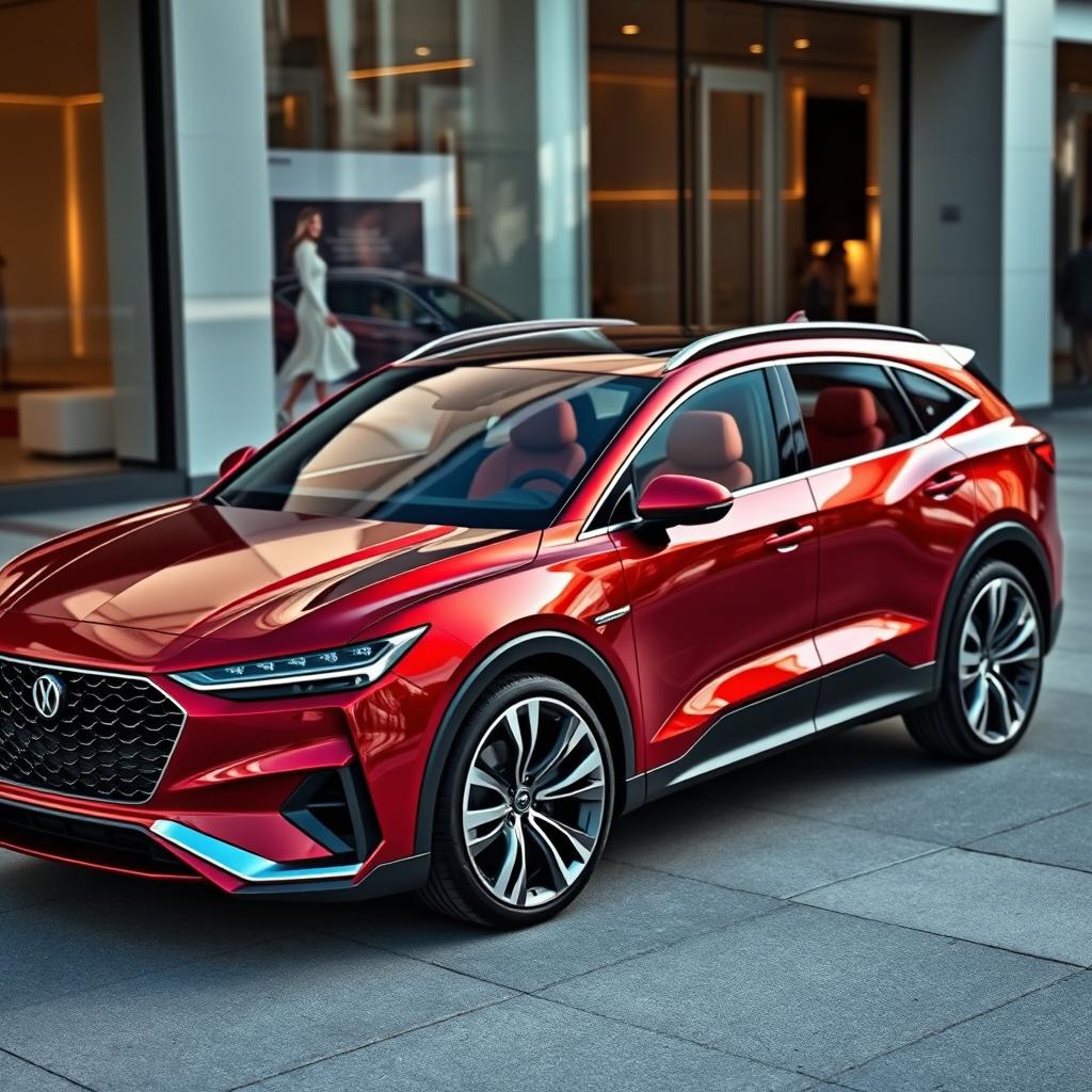 A fictional family car that combines sporty design with luxurious features, showcasing a stunning profile that is both sleek and elegant