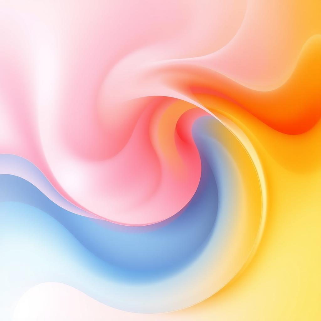 An abstract representation of a transition, showcasing a blend of colors merging into one another, one side featuring soft pastel hues of pinks and blues, transitioning to vibrant oranges and yellows