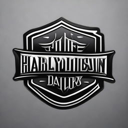 Create a classic Harley Davidson logo in a striking black and white contrast, in a vector style.