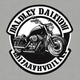 Create a classic Harley Davidson logo in a striking black and white contrast, in a vector style.