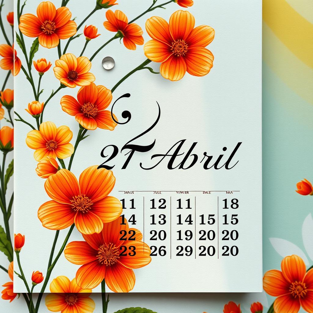 A creative image featuring a beautifully designed calendar page displaying the date "21 Abril"