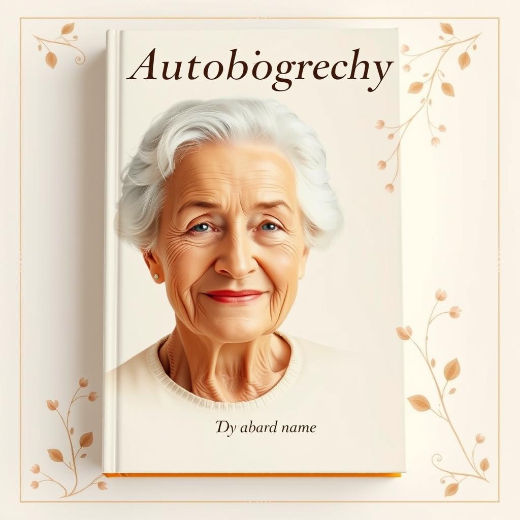 A graceful book cover design for an autobiography created by an 80-year-old author