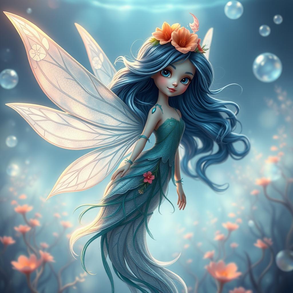 A mystical pixie character inspired by the enchanting aesthetic of the 2014 film "Song of the Sea"