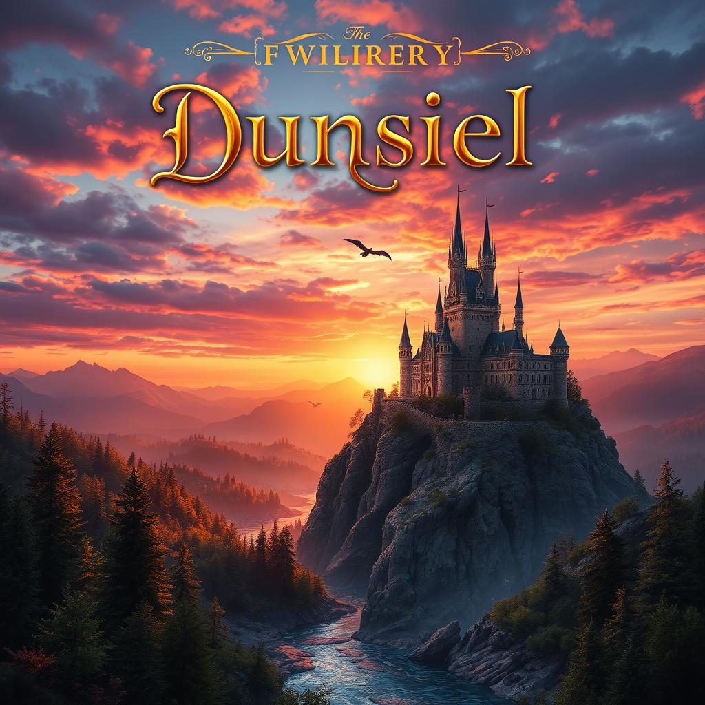 A captivating book cover design for a new fantasy novel featuring a mystical landscape