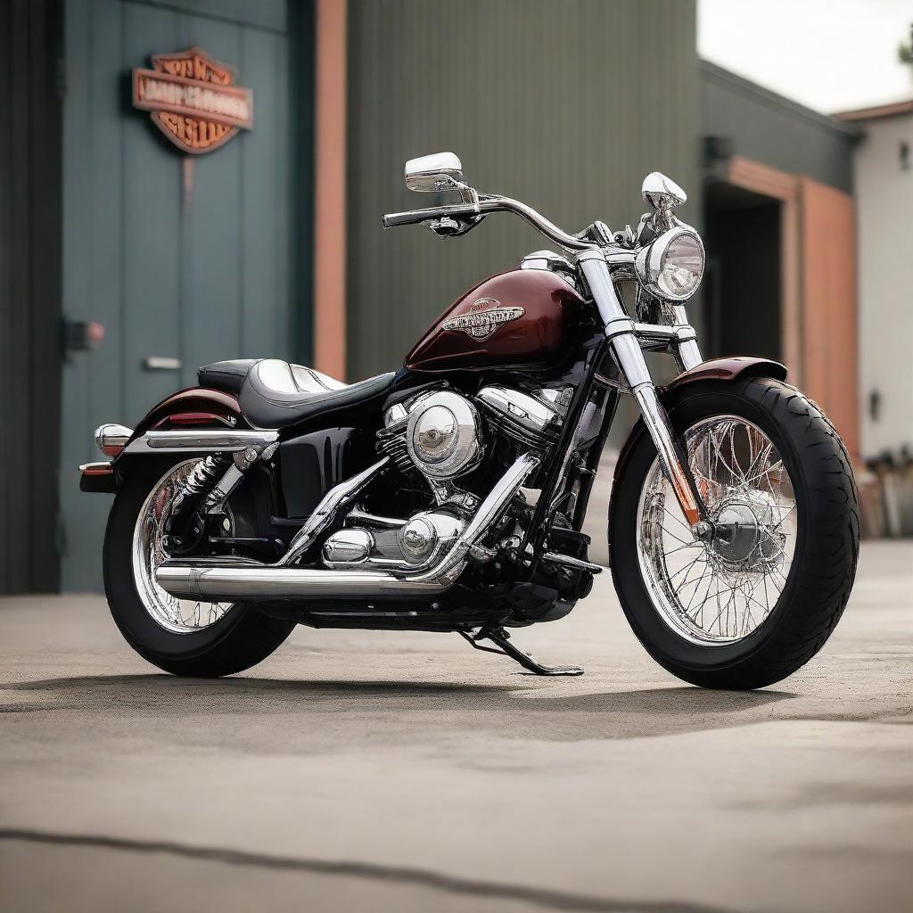 Generate a detailed and authentic representation of the classic Harley Davidson logo.