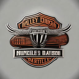 Generate a detailed and authentic representation of the classic Harley Davidson logo.