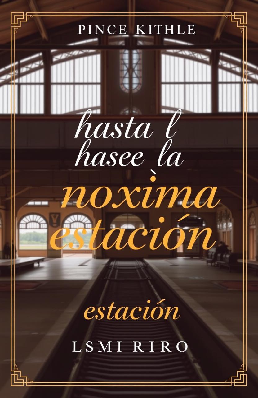 A book cover featuring a train station as the background