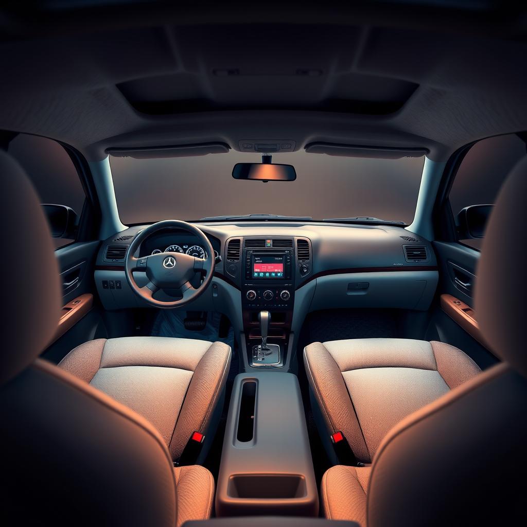 A beautifully detailed interior view of a 2005 Daewoo Envoy, showcasing the dashboard, seating, and the overall ambiance of the vehicle