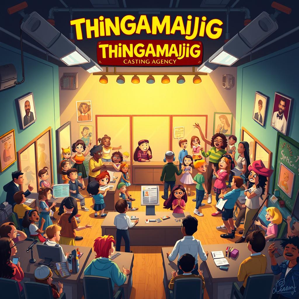 An artistic representation of the fictional 'Thingamajig Casting Agency'