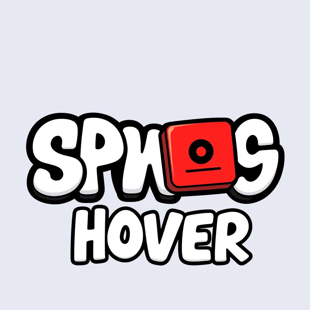 A cartoonish illustration featuring the word 'SPONG HOVER' written in a playful, bold white font with a thick black outline