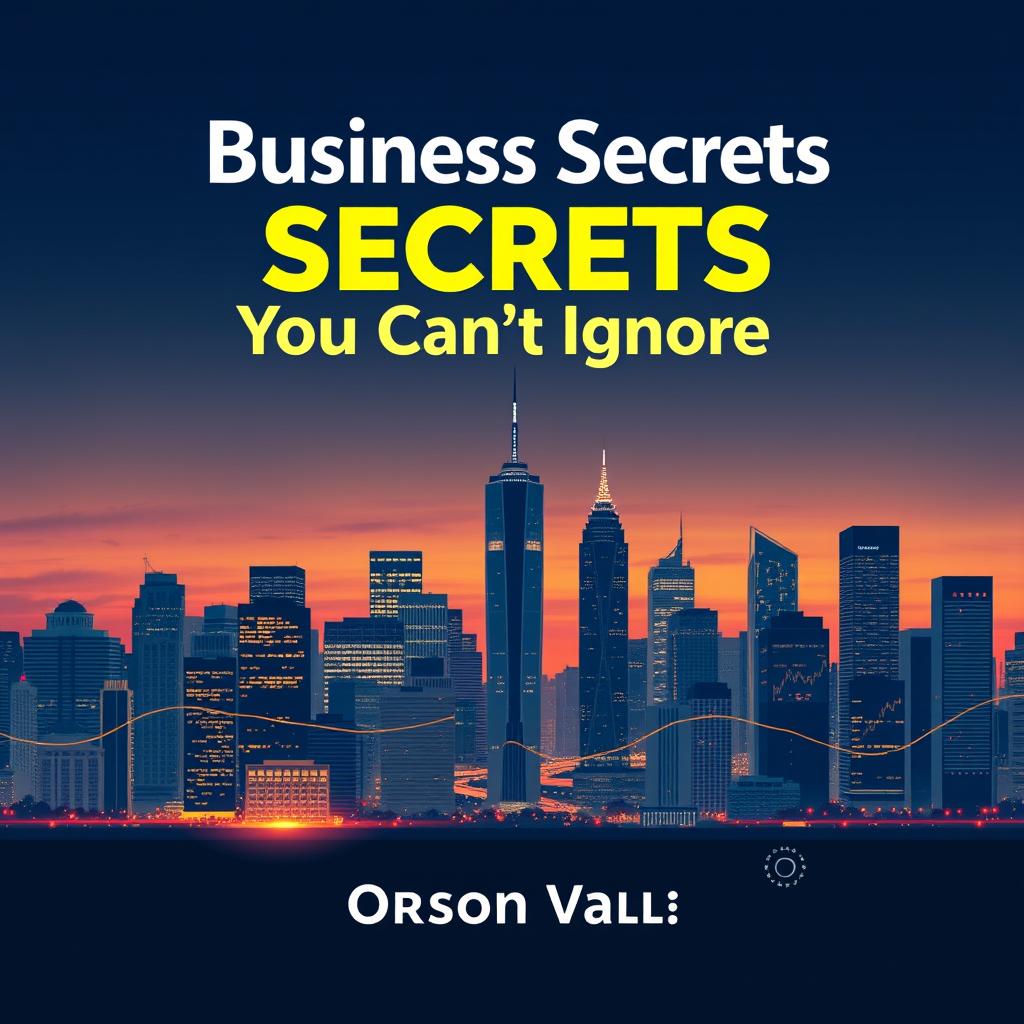 A flat book cover design featuring a realistic city skyline during dusk, representing business and opportunity