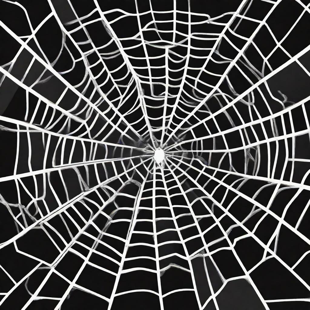 A high contrast, black and white vector-style illustration of coronary arteries forming a spider web on a white background. Ensure a simple, flat design and line art style without use of any colors.