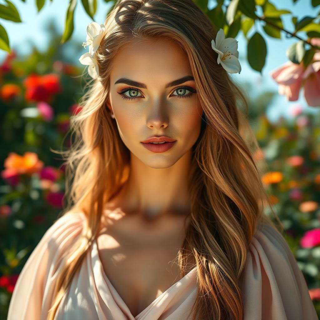 A stunning portrait of a woman named Leona with striking features