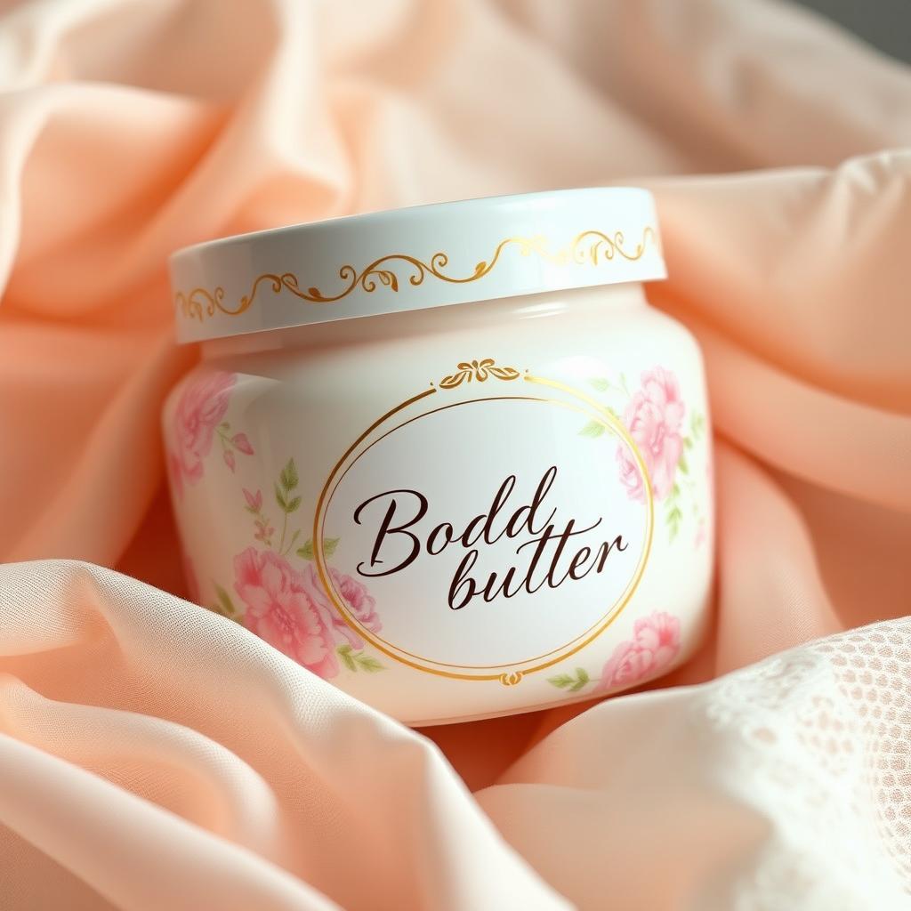 A beautifully designed body butter container with a feminine and attractive aesthetic