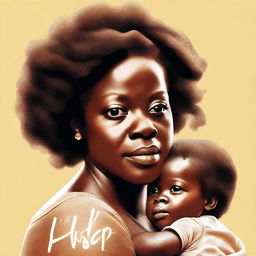 A high-quality digital art poster features a close-up of Viola Davis as Aibileen Clark, holding a baby and staring directly at the viewer