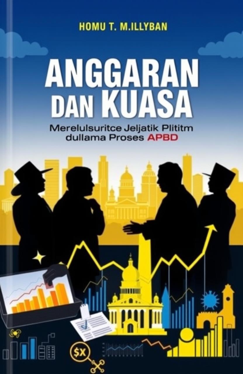 A visually striking book cover for the title 'Anggaran dan Kuasa: Menelusuri Jejak Politik dalam Proses APBD'