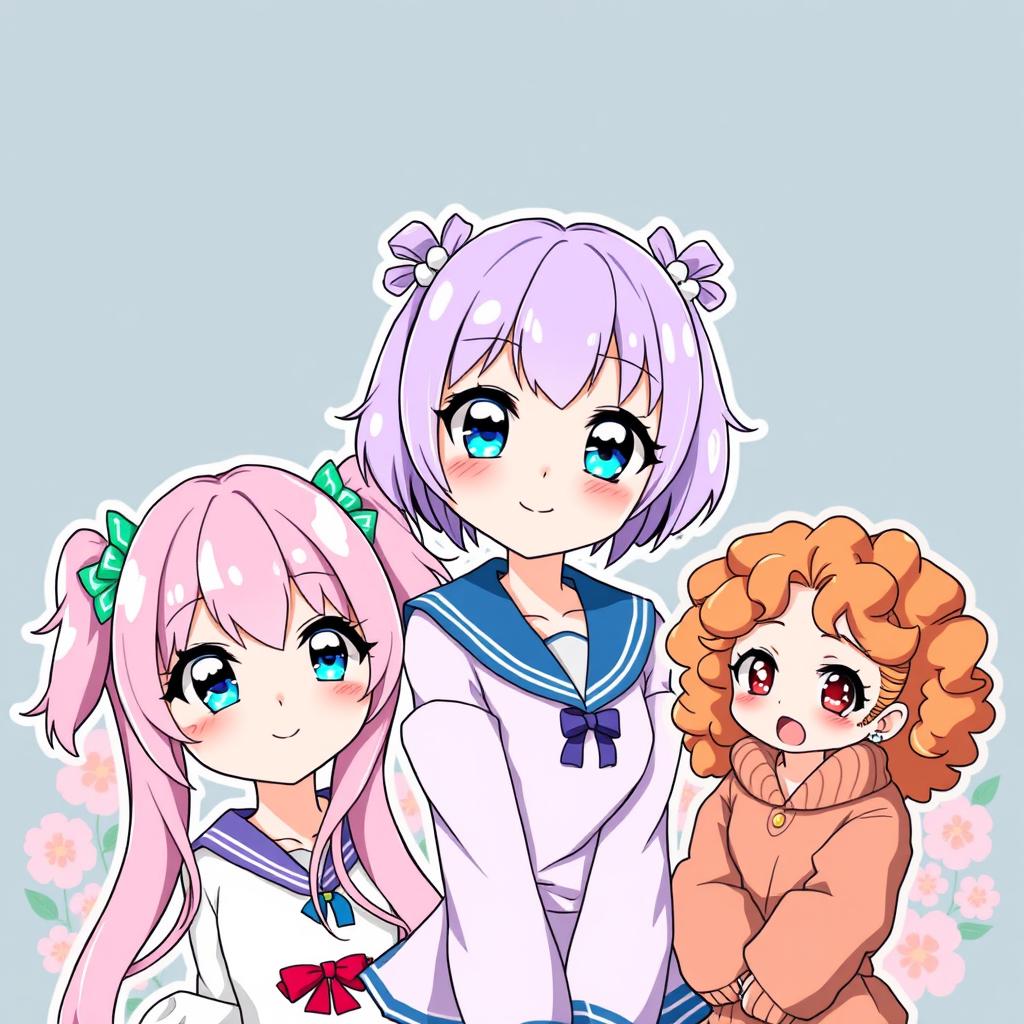 A collection of cute anime girls designed for a WhatsApp dp