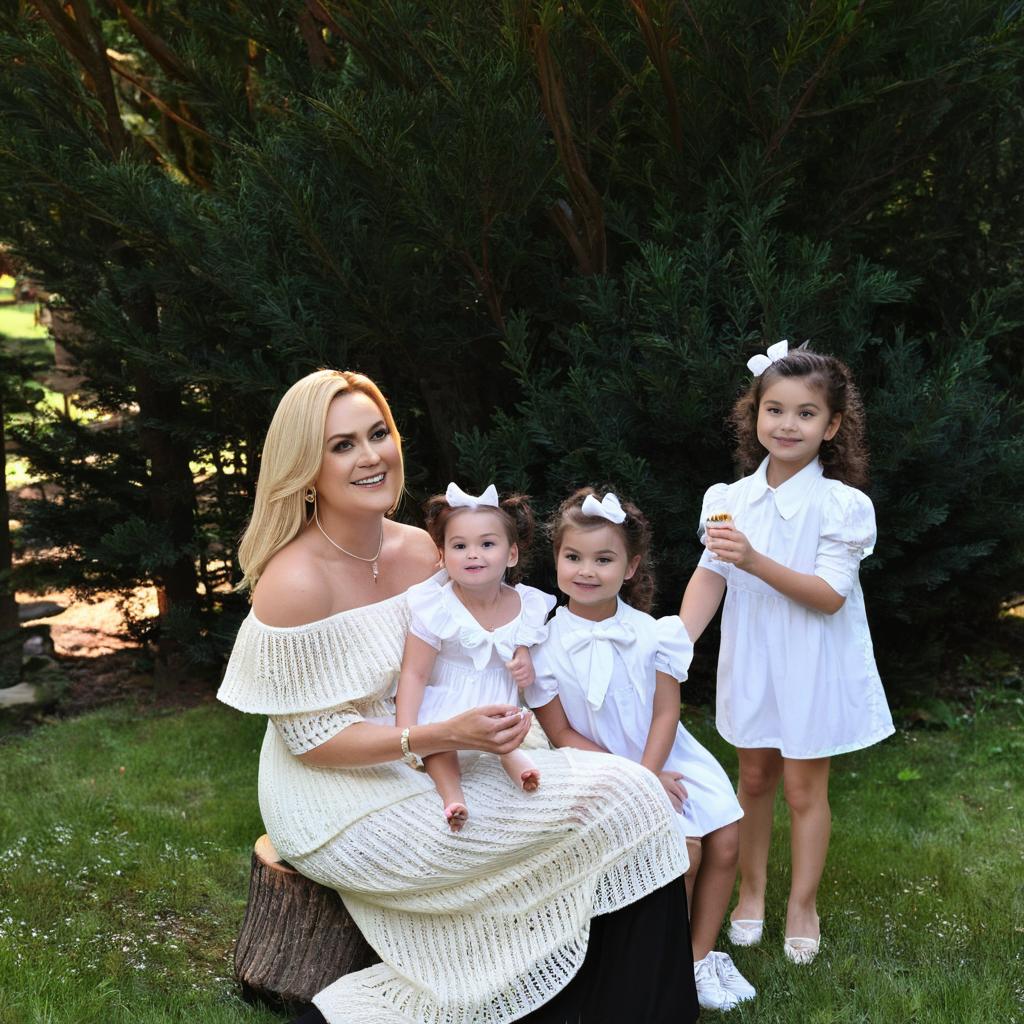 mother cooking with her 2 daughters