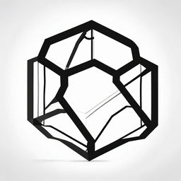 A high contrast, black and white vector-style illustration of a pendant in the shape of a hexagon on a white background. Use a simple, flat design and line art style, with no colors.