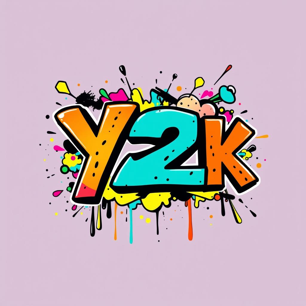 A vibrant and eye-catching logo design that combines the aesthetic of Y2K culture with graffiti art
