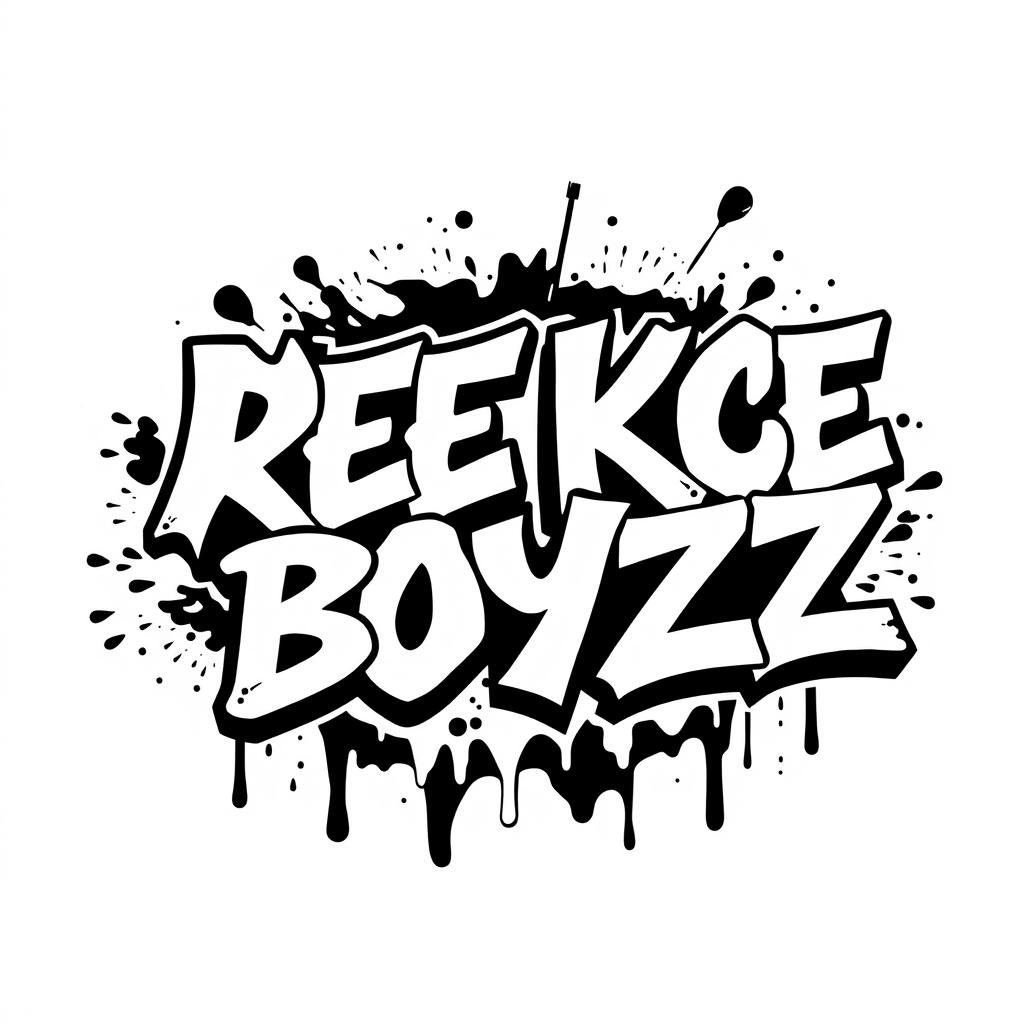 A bold and dynamic logo design featuring the text 'DEE KECE BOYZZ' in a graffiti style, presented exclusively in black and white