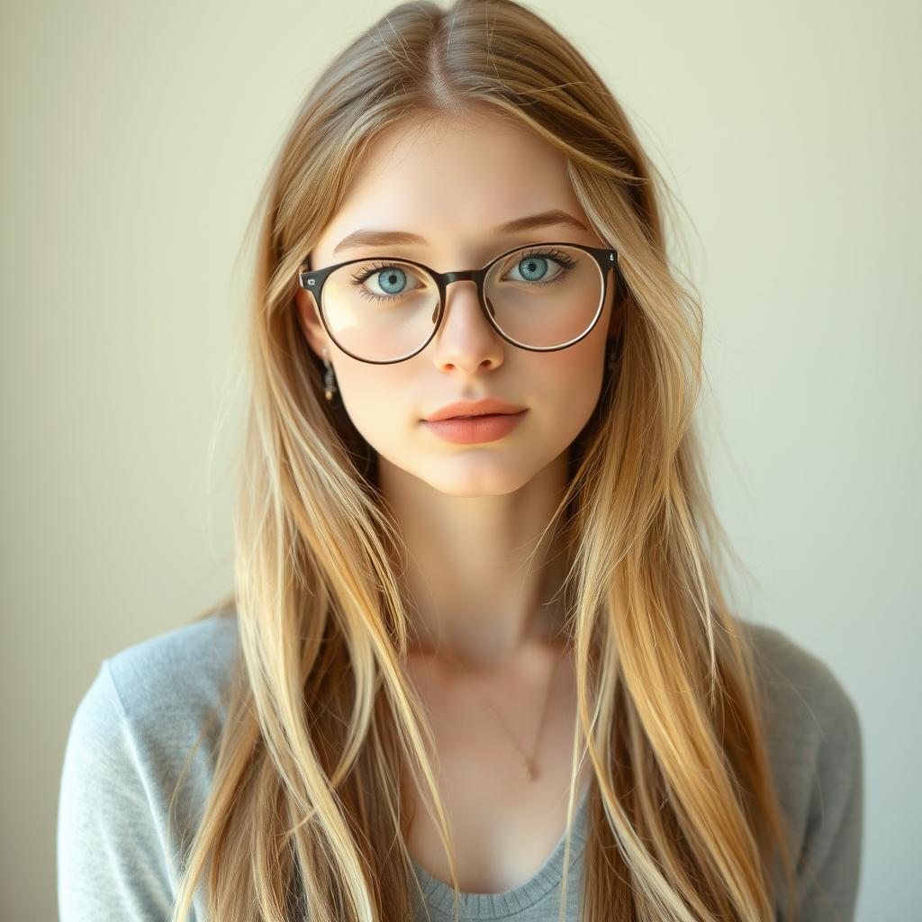 A full-body portrait of a young woman named Kaitlyn, with long honey blonde hair that cascades in wispy strands to the middle of her back