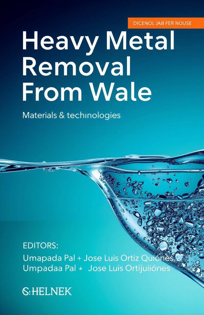 A captivating and informative cover design for a book titled 'Heavy Metal Removal From Water: Materials and Technologies'