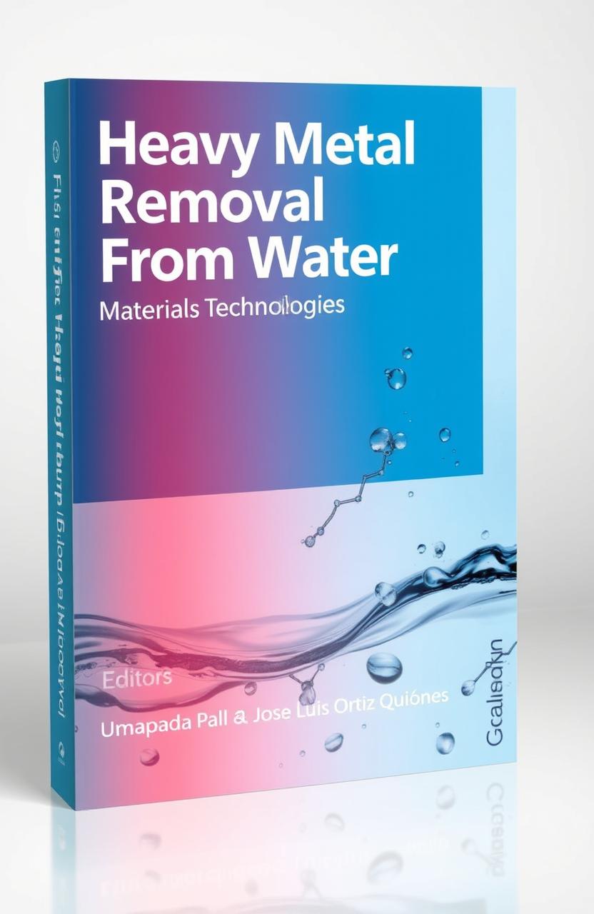 A visually engaging book cover design for "Heavy Metal Removal From Water: Materials and Technologies"