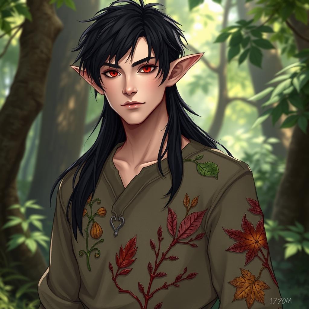 A male Dungeons & Dragons character, aged 18 years, with medium height at 1