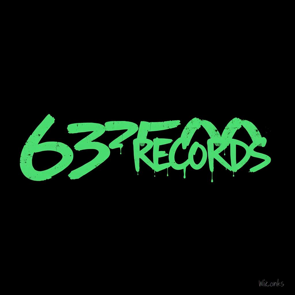 A black background with the text "63500 RECORDS" written in a graffiti style using a vivid graphite color