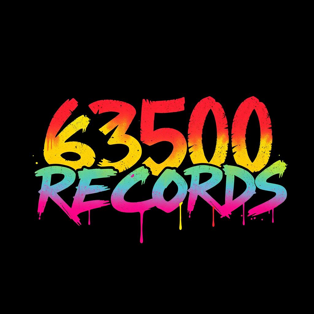 A striking black background with bold, graffiti-style text reading '63500 RECORDS' in eye-catching, vibrant graffiti colors