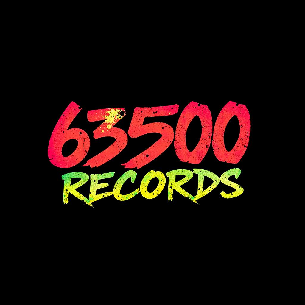 A striking image featuring a bold graffiti-style text that reads '63500 RECORDS', prominently displayed against a solid black background