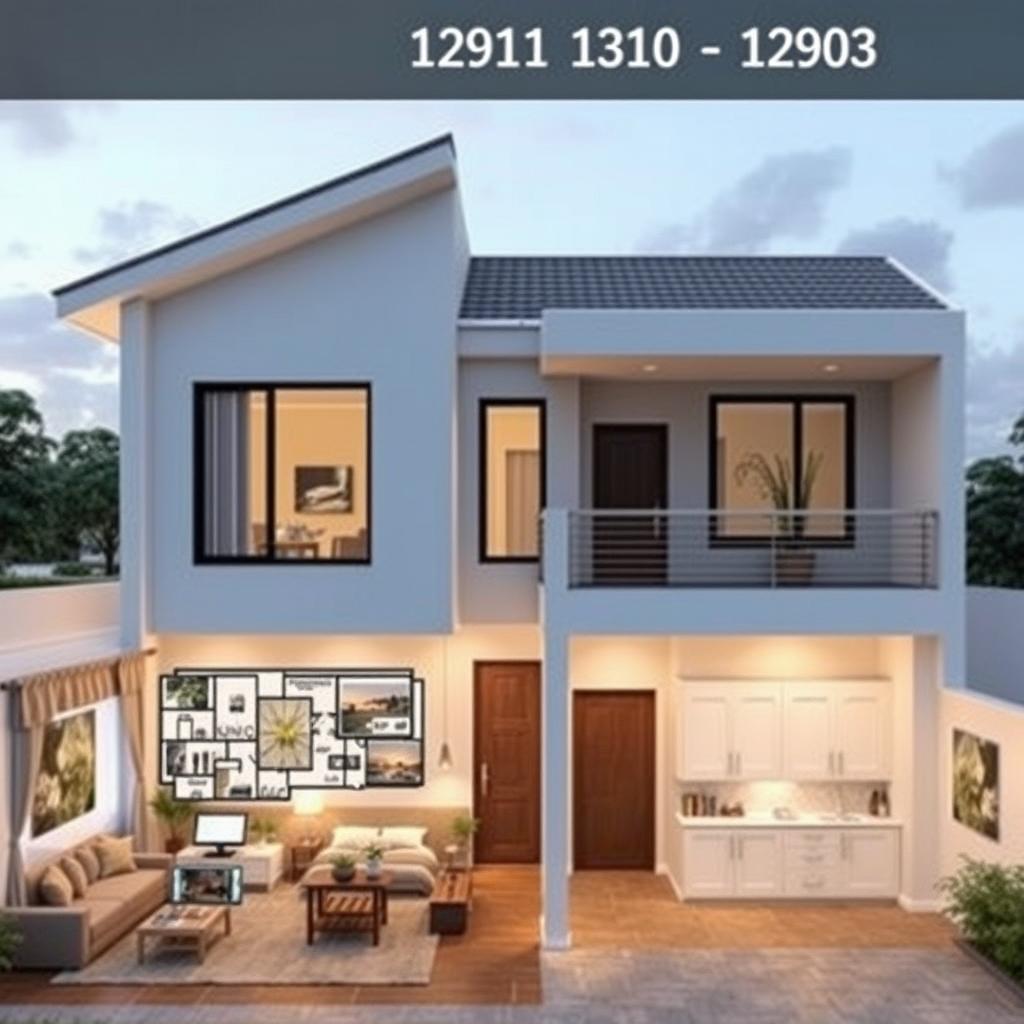 A spacious residential house with a total area of 120 square meters, featuring two well-designed bedrooms, a large living and dining area, and a modern kitchen