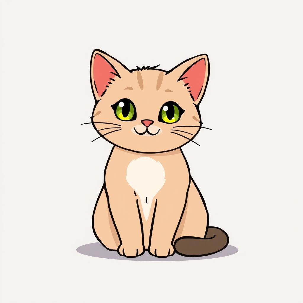 A simple drawing of a cat, capturing its essence with clean lines and minimal details