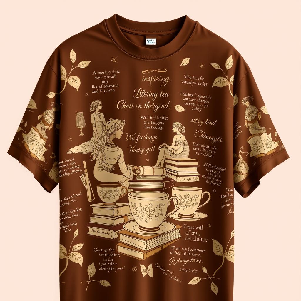 A beautifully designed t-shirt featuring a rich coffee brown color with sandy beige details