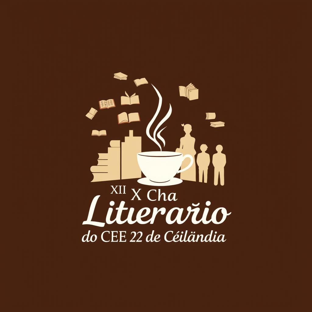 A contemporary t-shirt in a rich coffee color, featuring light-colored silhouettes of books and people